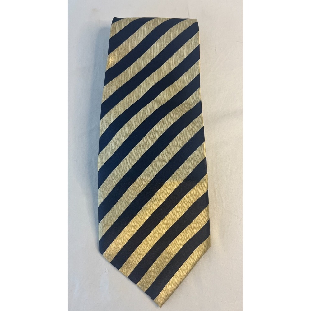 jd JUNDI Mens Repp Striped‎ Gold Blue Lux Striped Neck Tie Handmade